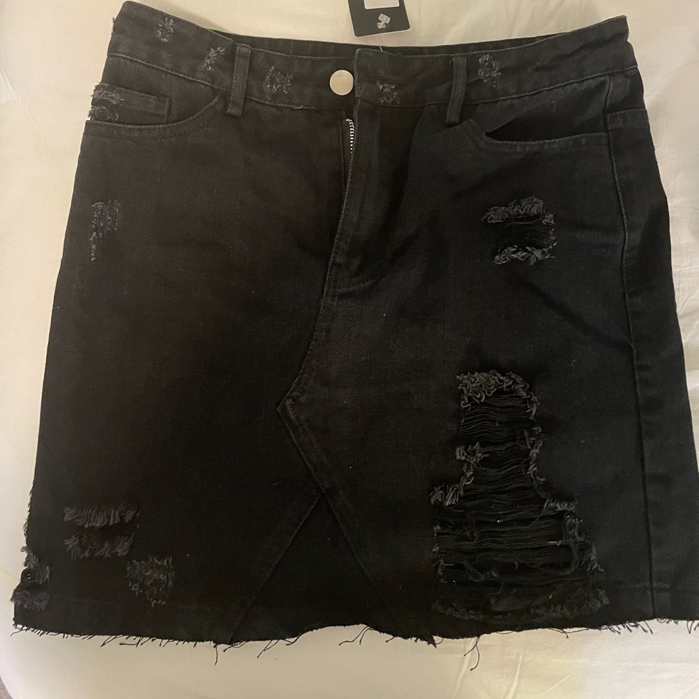 Nasty gal Black Distressed Mini Skirt